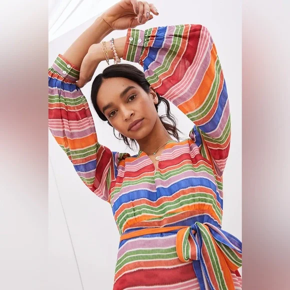 Anthropologie  Farm Rio Luana Rainbow Maxi Dress - Picture 6 of 12